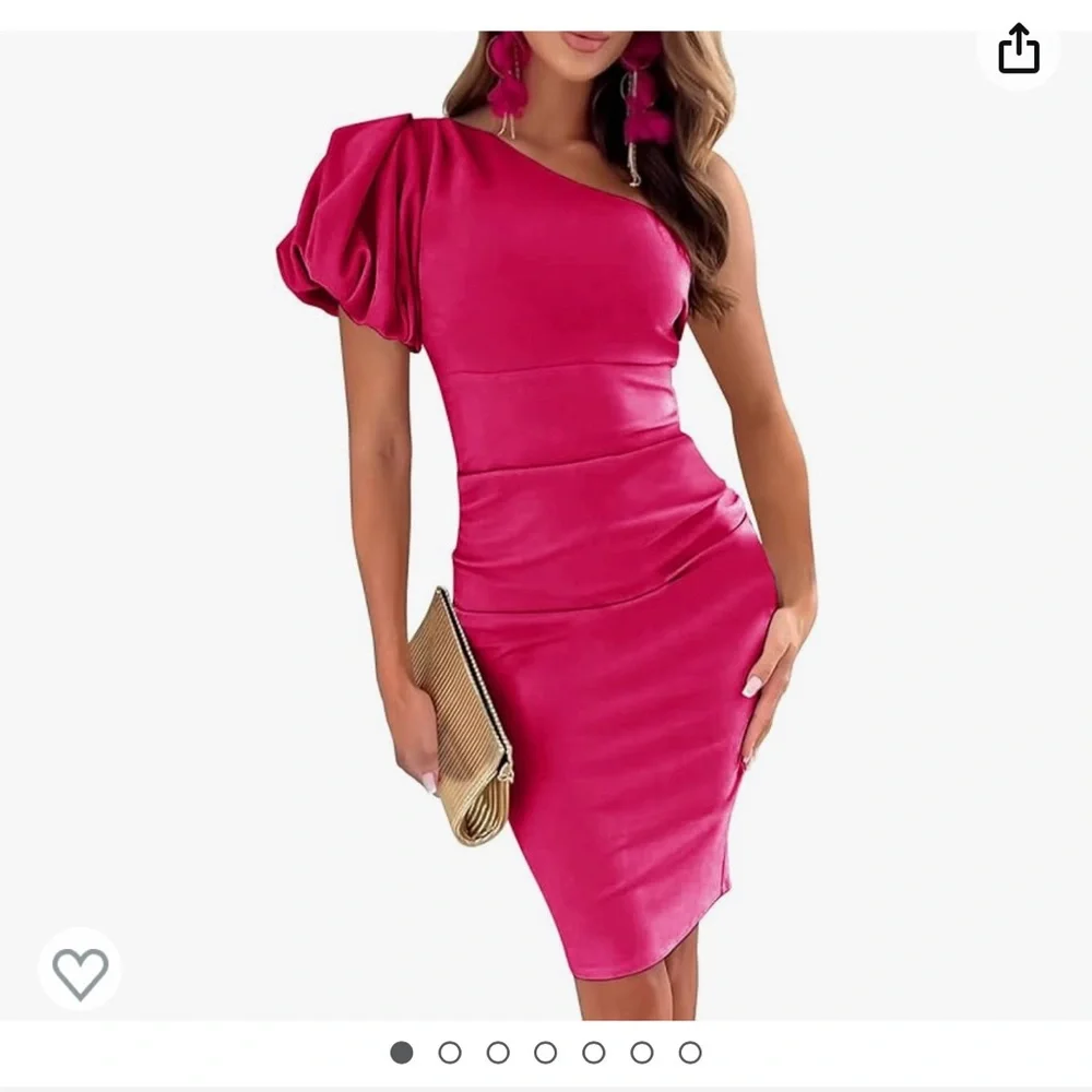 Womens Sexy One Shoulder Bodycorn Dresses PuffySleeves CocktailPartyMini